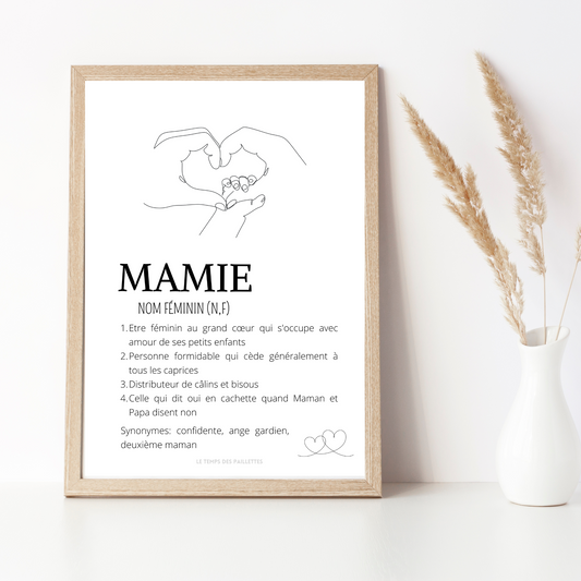 Affiche définition mamie personnalisée - Affiche mamie personnalisée - cadeau mamie personnalisée par Le Temps des Paillettes - Le Temps des Paillettes