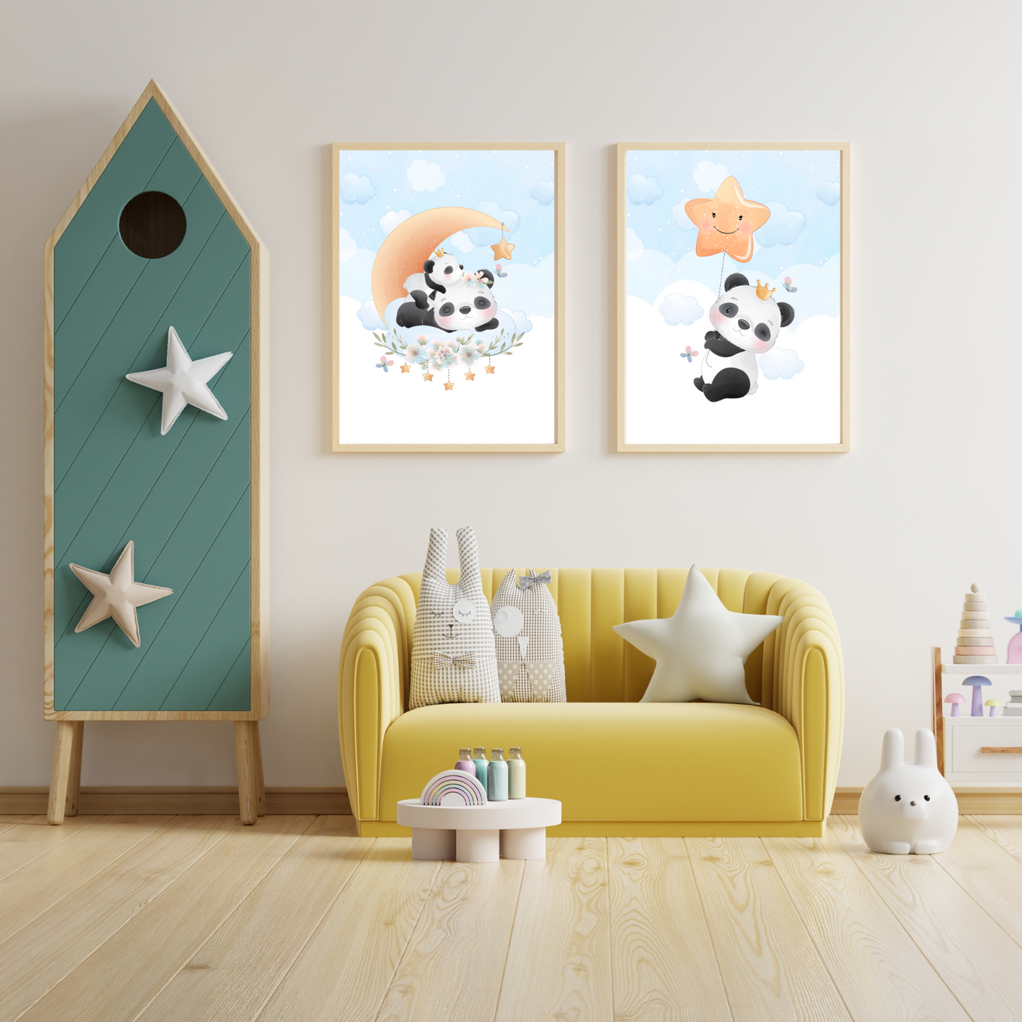 Affiches enfant panda - Affiche de Naissance animaux  - Cadeau de naissance personnalisé par Le Temps des Paillettes