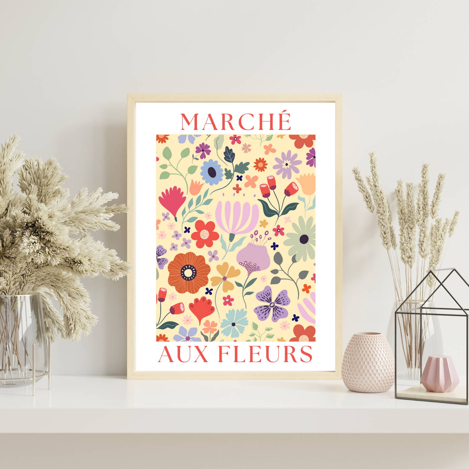 Affiche Marché aux Fleurs - décoration fleurs  par le Temps des Paillettes - Le Temps des Paillettes
