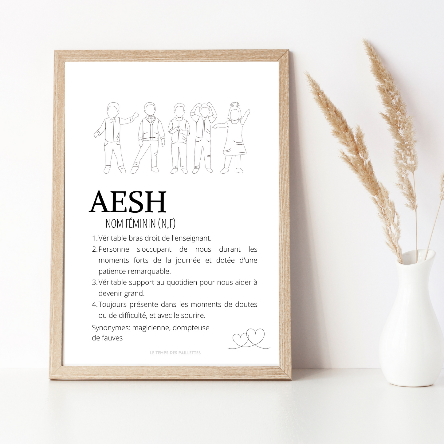 Affiche définition AESH personnalisée - cadeau AESH personnalisée - cadre AESH par Le Temps des Paillettes