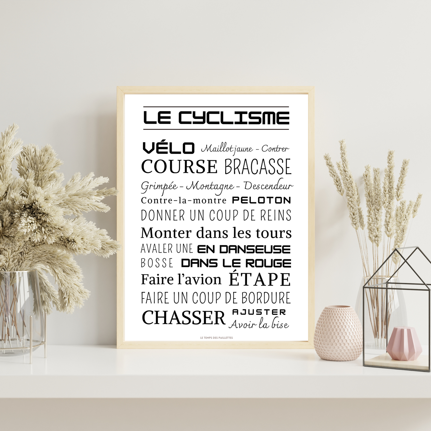 Affiche cyclisme - Affiche mots et expressions du vélo - Poster cyclisme par Le Temps des Paillettes