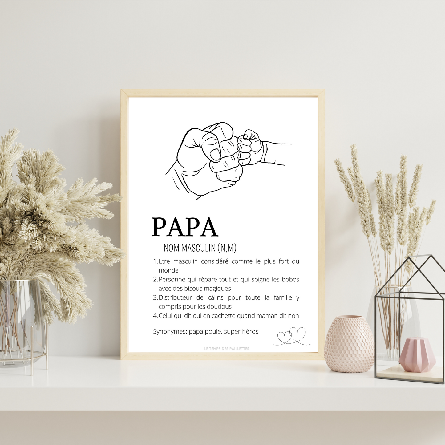 Affiche définition papa et single line - Cadeau papa - Cadeau fête des pères  par Le Temps des Paillettes