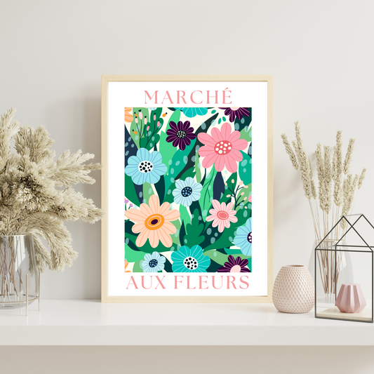 Affiche Marché aux Fleurs - décoration fleurs  par le Temps des Paillettes