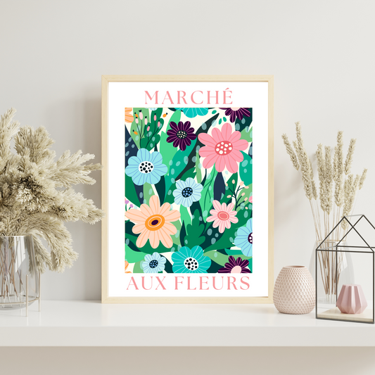 Affiche Marché aux Fleurs - décoration fleurs  par le Temps des Paillettes - Le Temps des Paillettes