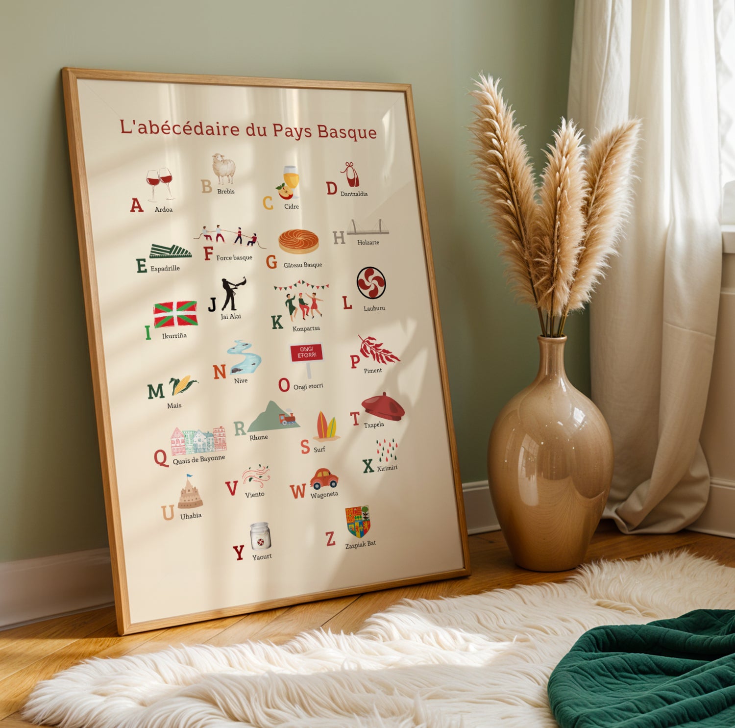 affiche culture basque illustration alphabet décoration murale