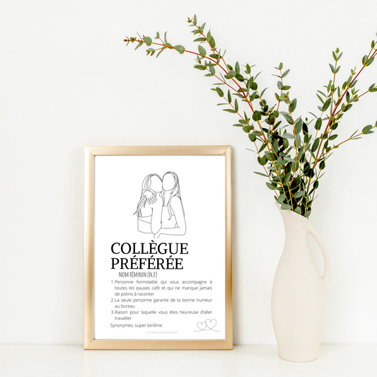 Affiche définition Collègue personnalisable - cadeau collègue personnalisable par Le Temps des Paillettes - Le Temps des Paillettes