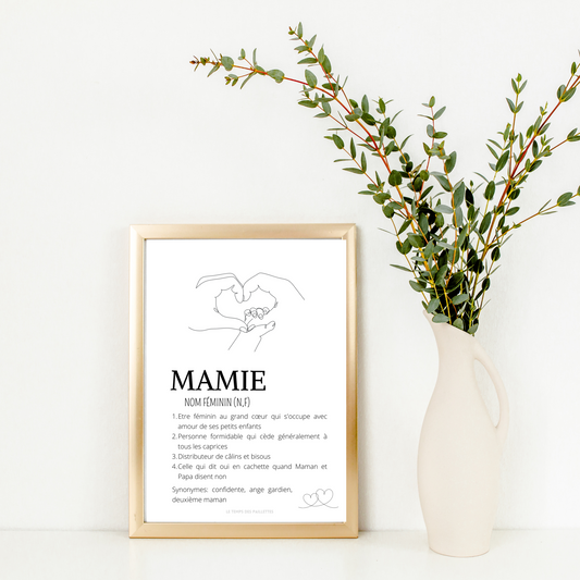 Affiche définition mamie personnalisée - Affiche mamie personnalisée - cadeau mamie personnalisée par Le Temps des Paillettes - Le Temps des Paillettes