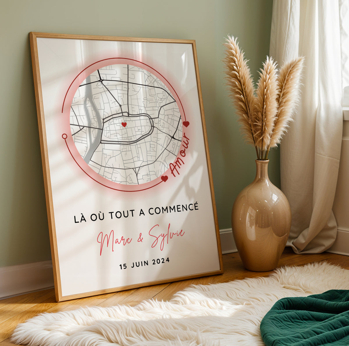 Affiche carte personnalisée pour couple avec lieu de rencontre - Affiche carte GPS là ou tout a commencé  par Le Temps des Paillettes - Image 3