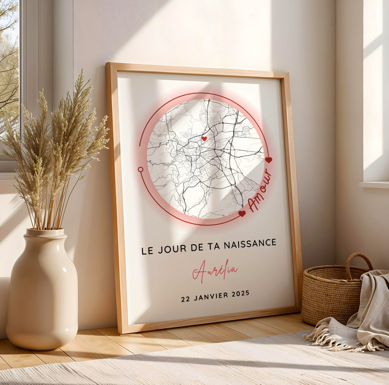 Immortalisez la naissance de votre bébé avec notre affiche personnalisée : prénom, date, ville et photo. Cadeau de naissance original et décoration élégante pour la chambre de bébé.