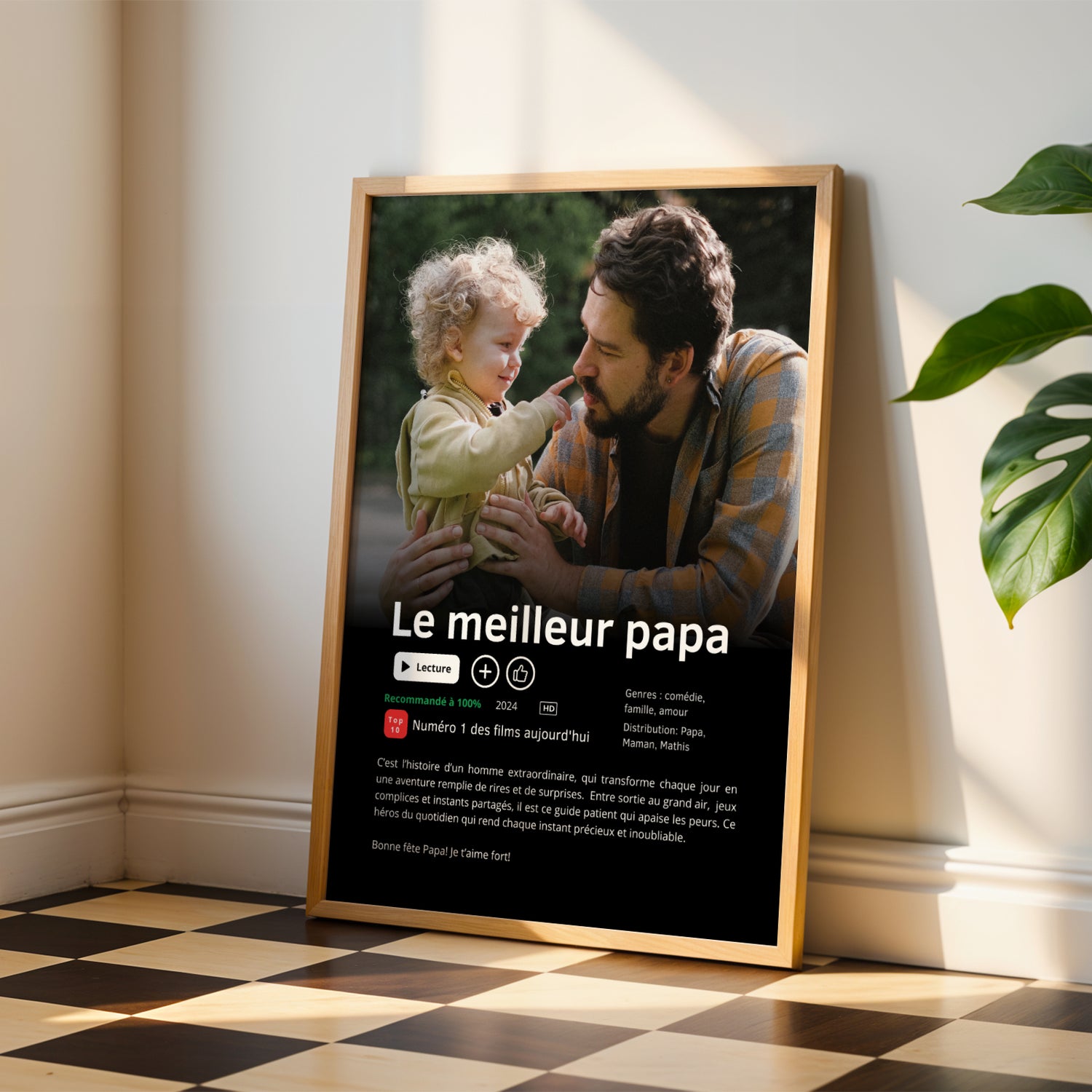 Affiche personnalisée style Netflix « Meilleur Papa du Monde » - Image 1