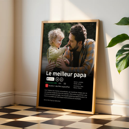 Affiche personnalisée style Netflix « Meilleur Papa du Monde »