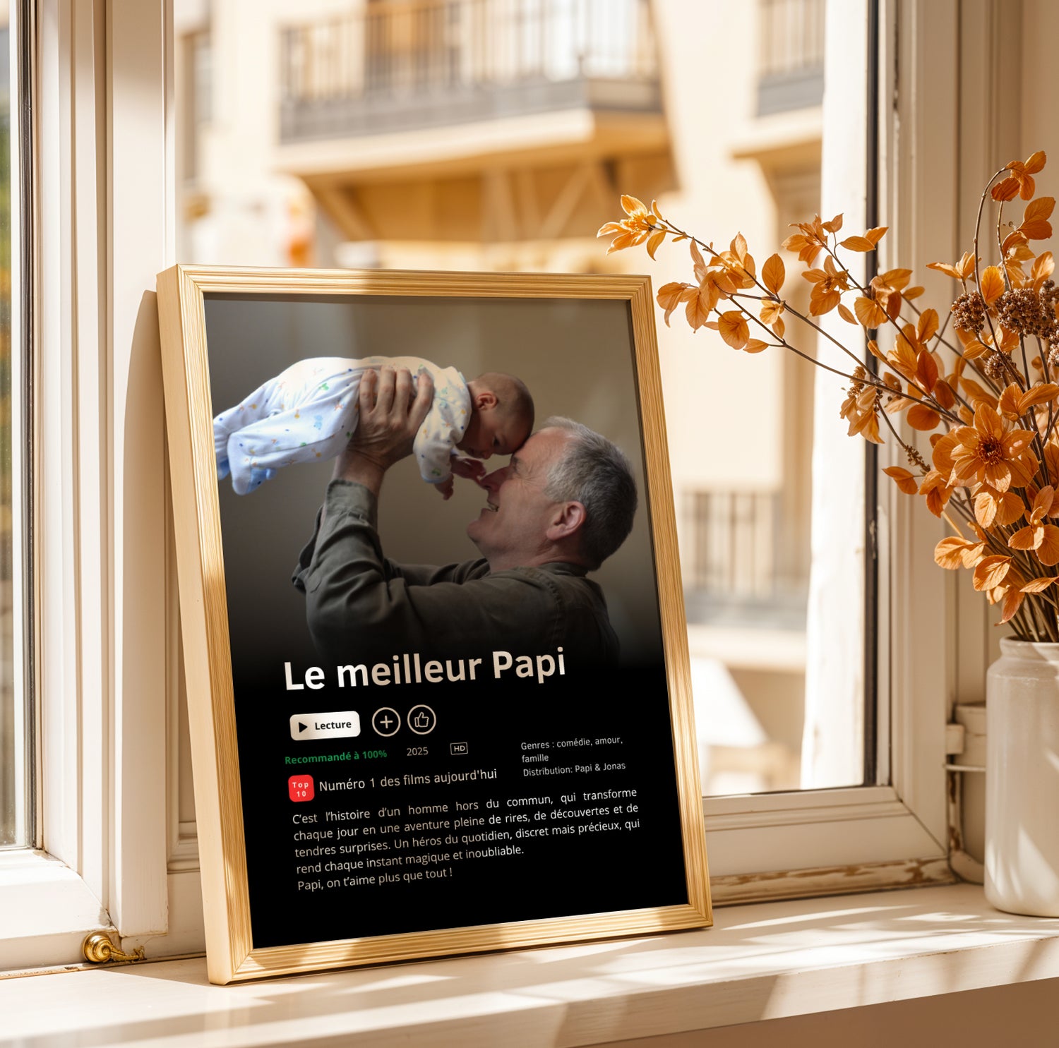 Affiche personnalisée style Netflix « Meilleur Papi du Monde » – Cadeau fête des grands-pères,  Poster photo -  anniversaire Papy - Image 5