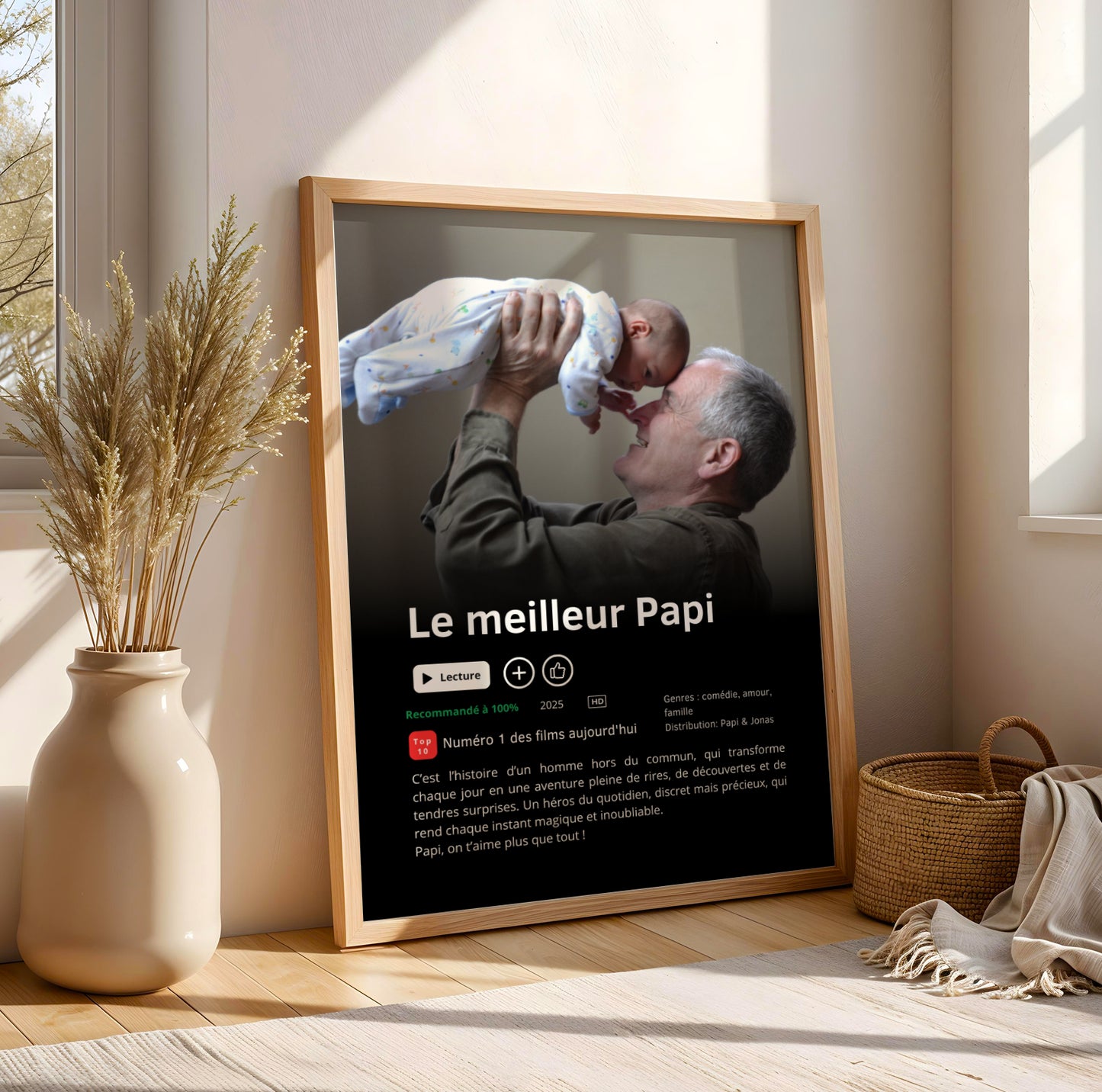 Affiche personnalisée style Netflix « Meilleur Papi du Monde » – Cadeau fête des grands-pères,  Poster photo -  anniversaire Papy - Image 4