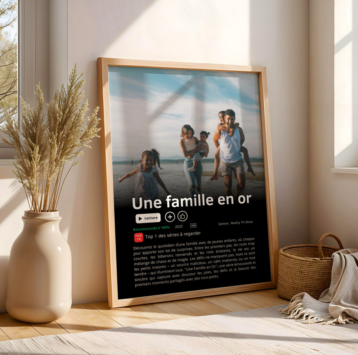 Affiche Famille Personnalisée Style Netflix avec Photo – Poster Original Cadeau Noël Anniversaire - Image 1