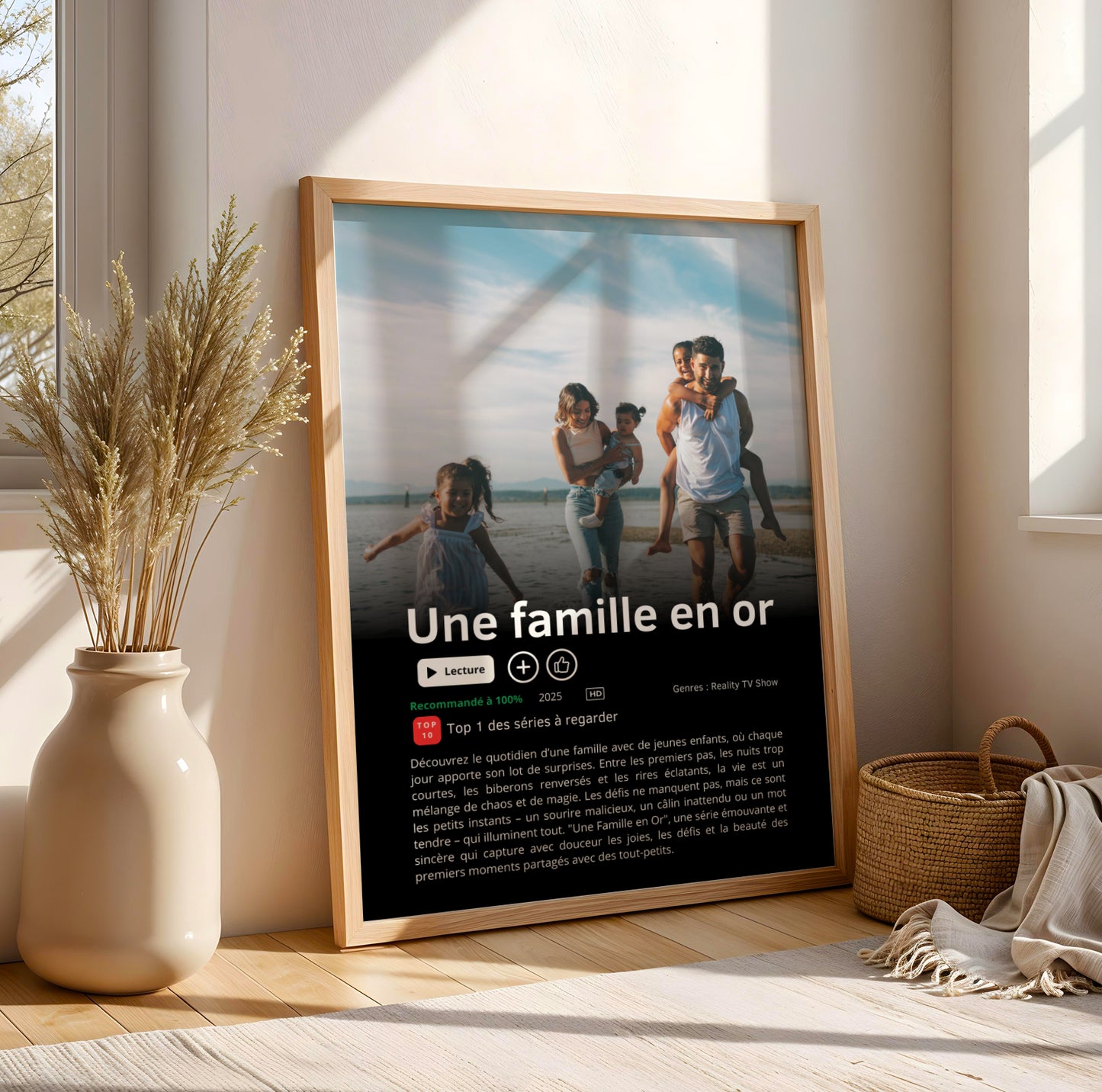 Affiche Famille Personnalisée Style Netflix avec Photo – Poster Original Cadeau Noël Anniversaire - Image 1