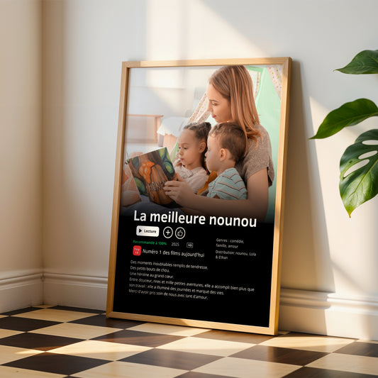 Affiche Netflix Personnalisée « Meilleure nounou du Monde » avec photo