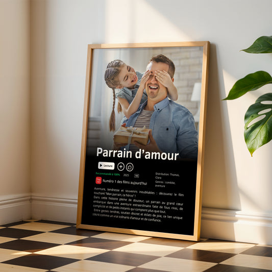 Affiche série/film Netflix Parrain personnalisée – Baptême & Demande Parrain