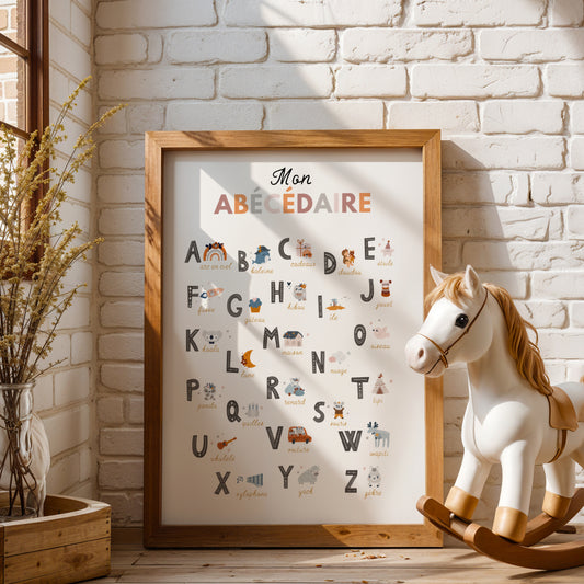 Affiche Mon Abécédaire Illustré – Décoration Éducative Boho & Douceur