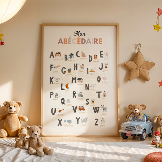 Affiche Mon Abécédaire Illustré – Décoration Éducative Boho & Douceur