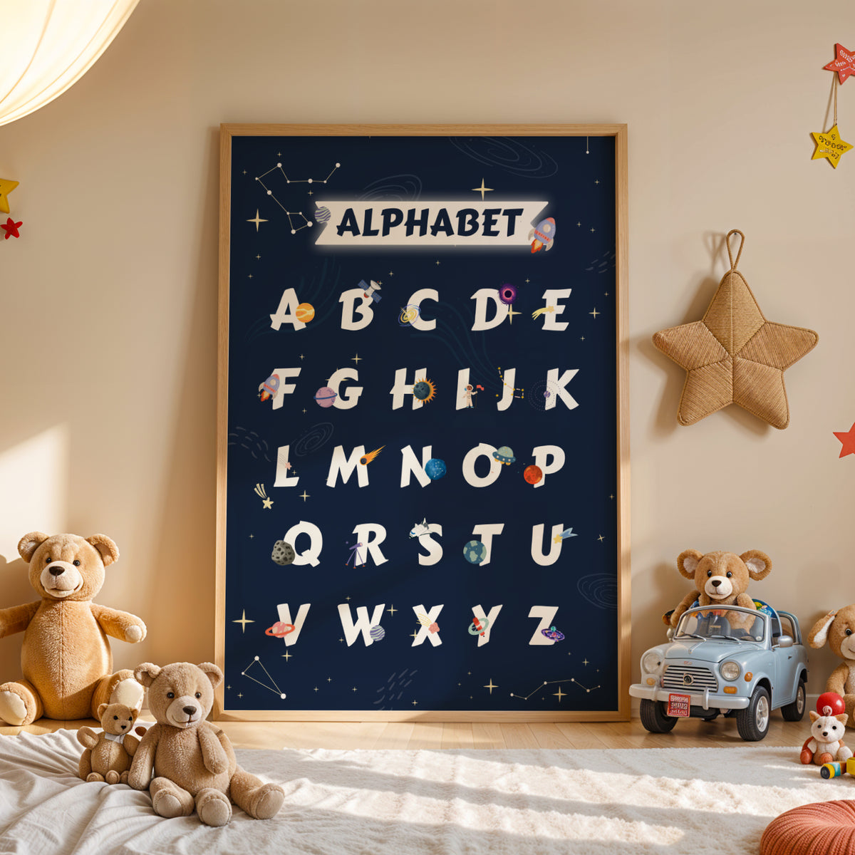 Lot 3 Affiches Chambre Enfant Espace Alphabet Chiffres Prénom – Galerie Murale Éducative Cadeau Naissance Garçon - Image 6