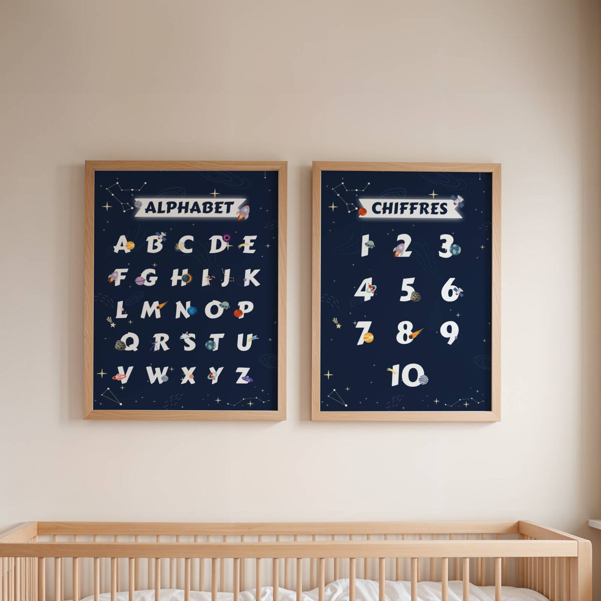 Lot 3 Affiches Chambre Enfant Espace Alphabet Chiffres Prénom – Galerie Murale Éducative Cadeau Naissance Garçon - Image 9