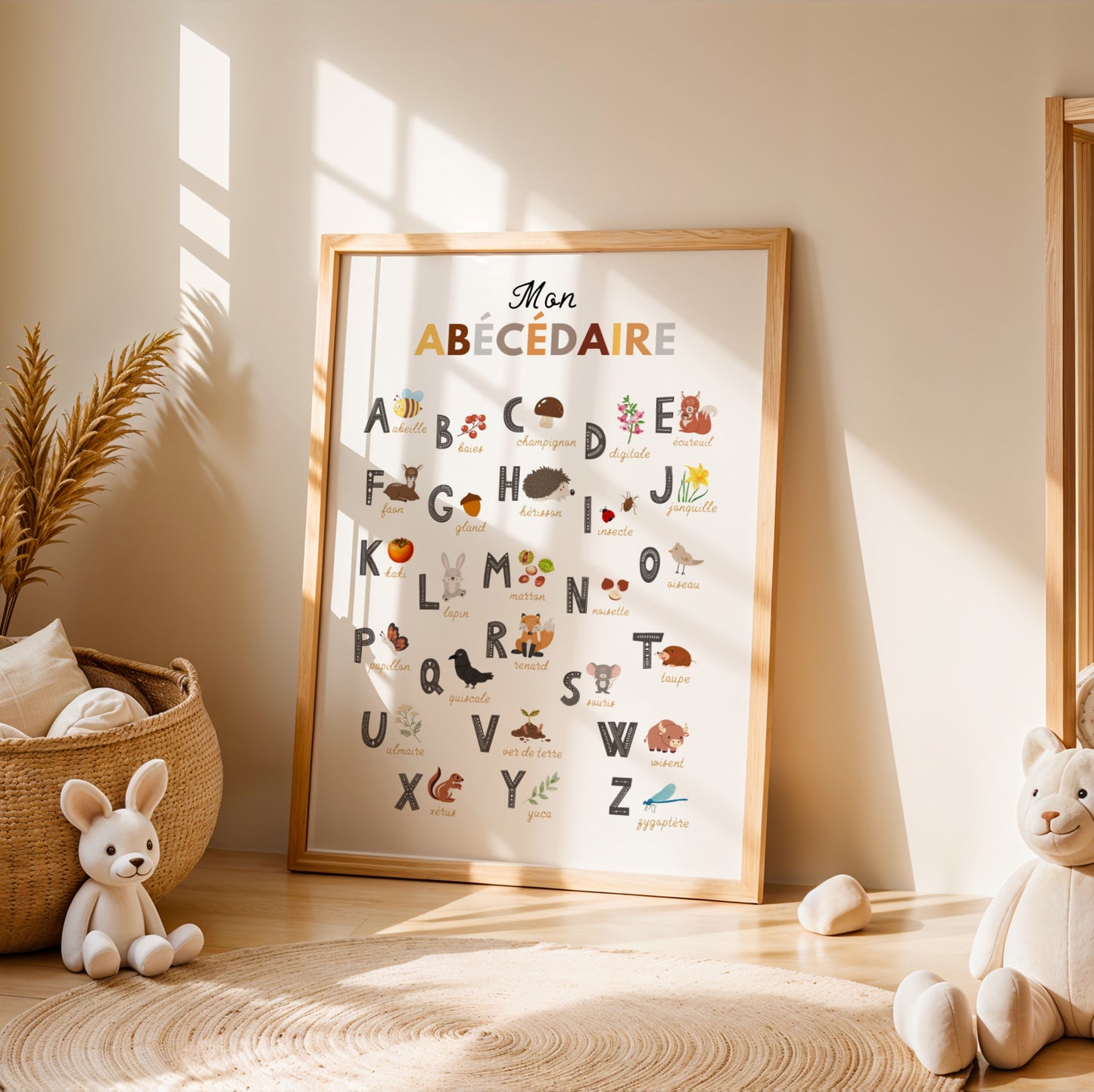Affiche Abécédaire de la forêt – Poster éducatif enfant avec animaux et nature