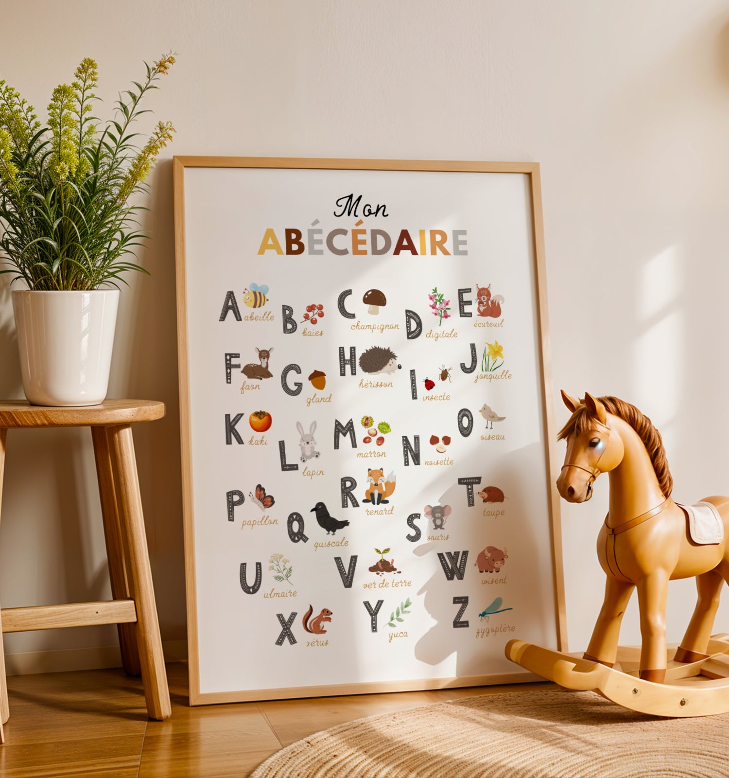Affiche Abécédaire de la forêt – Poster éducatif enfant avec animaux et nature
