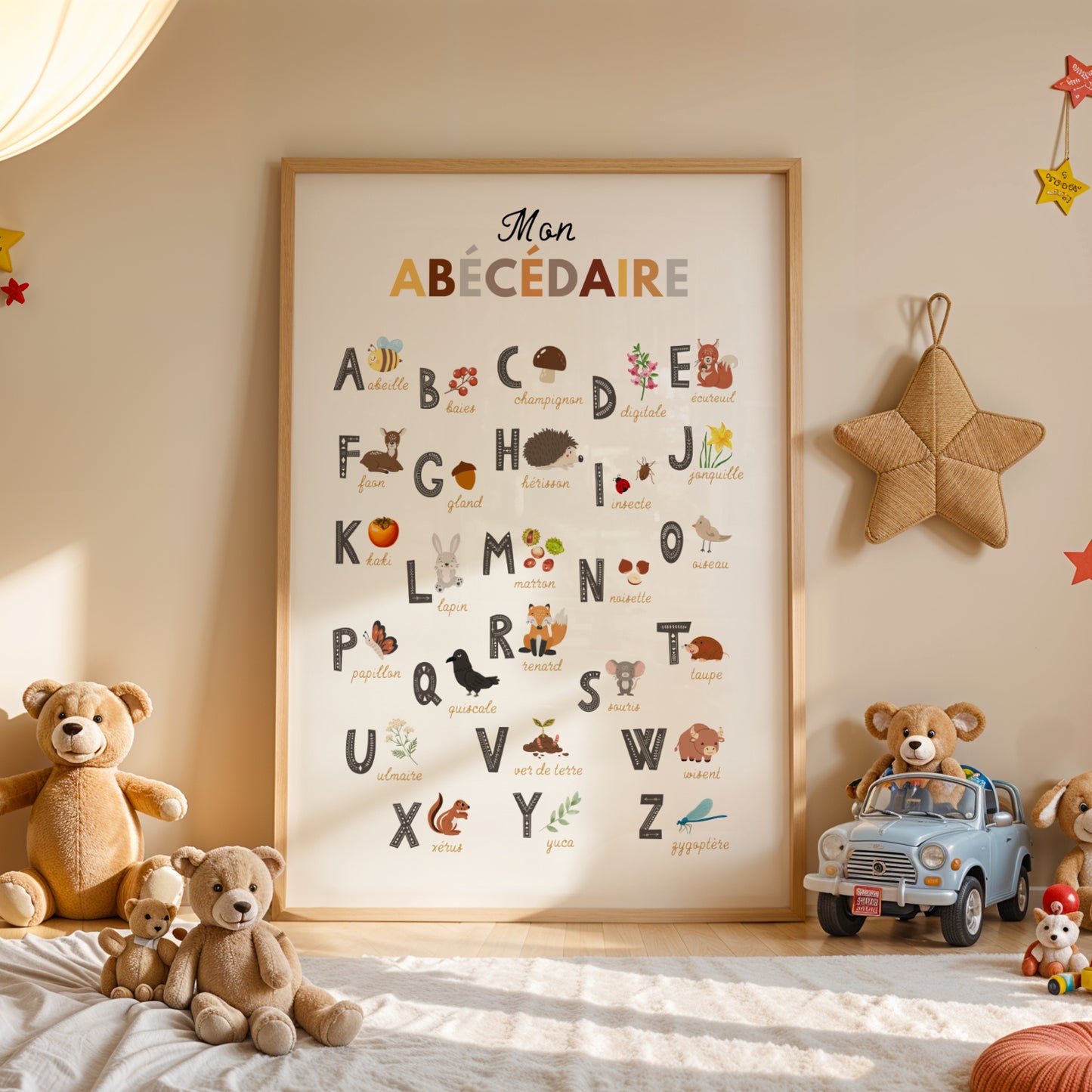 Affiche Abécédaire de la forêt – Poster éducatif enfant avec animaux et nature