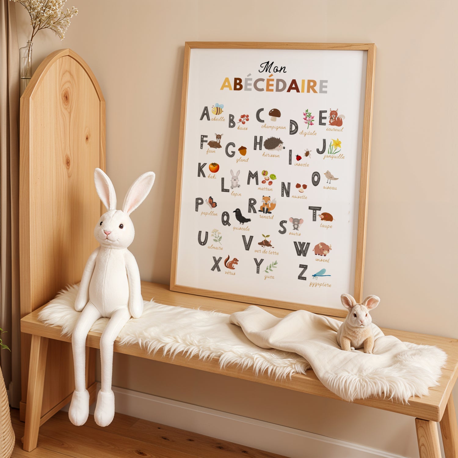 Affiche Abécédaire de la forêt – Poster éducatif enfant avec animaux et nature