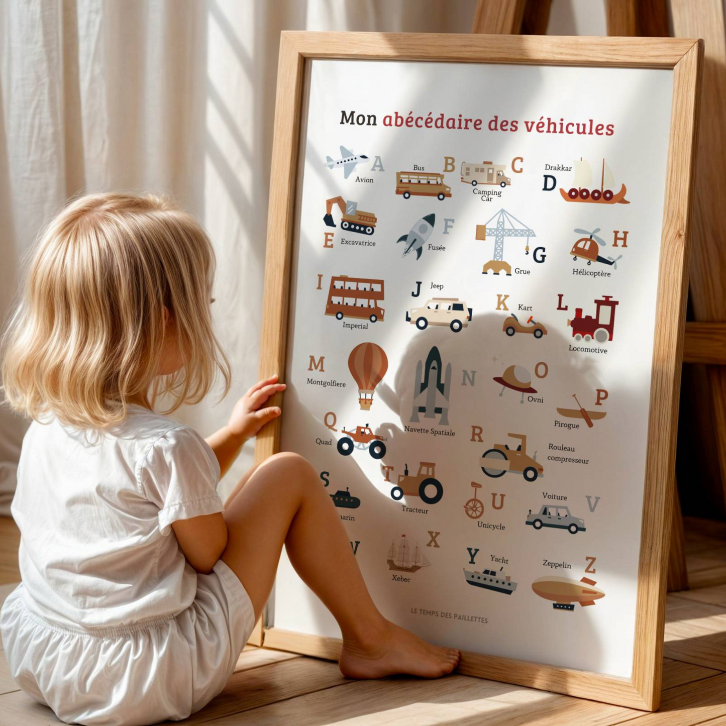 Affiche abécédaire des véhicules - décoration engins - Image 2