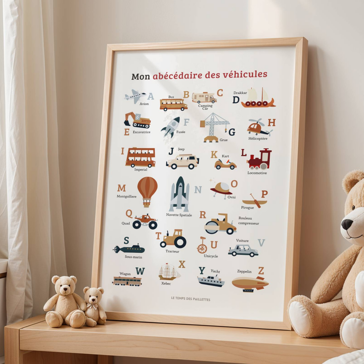 Affiche abécédaire des véhicules - décoration engins - Image 4