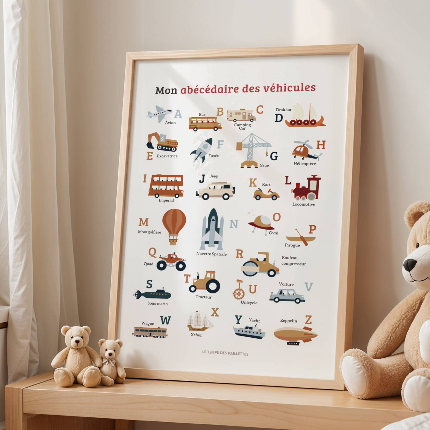 Affiche abécédaire des véhicules - décoration engins - Image 4