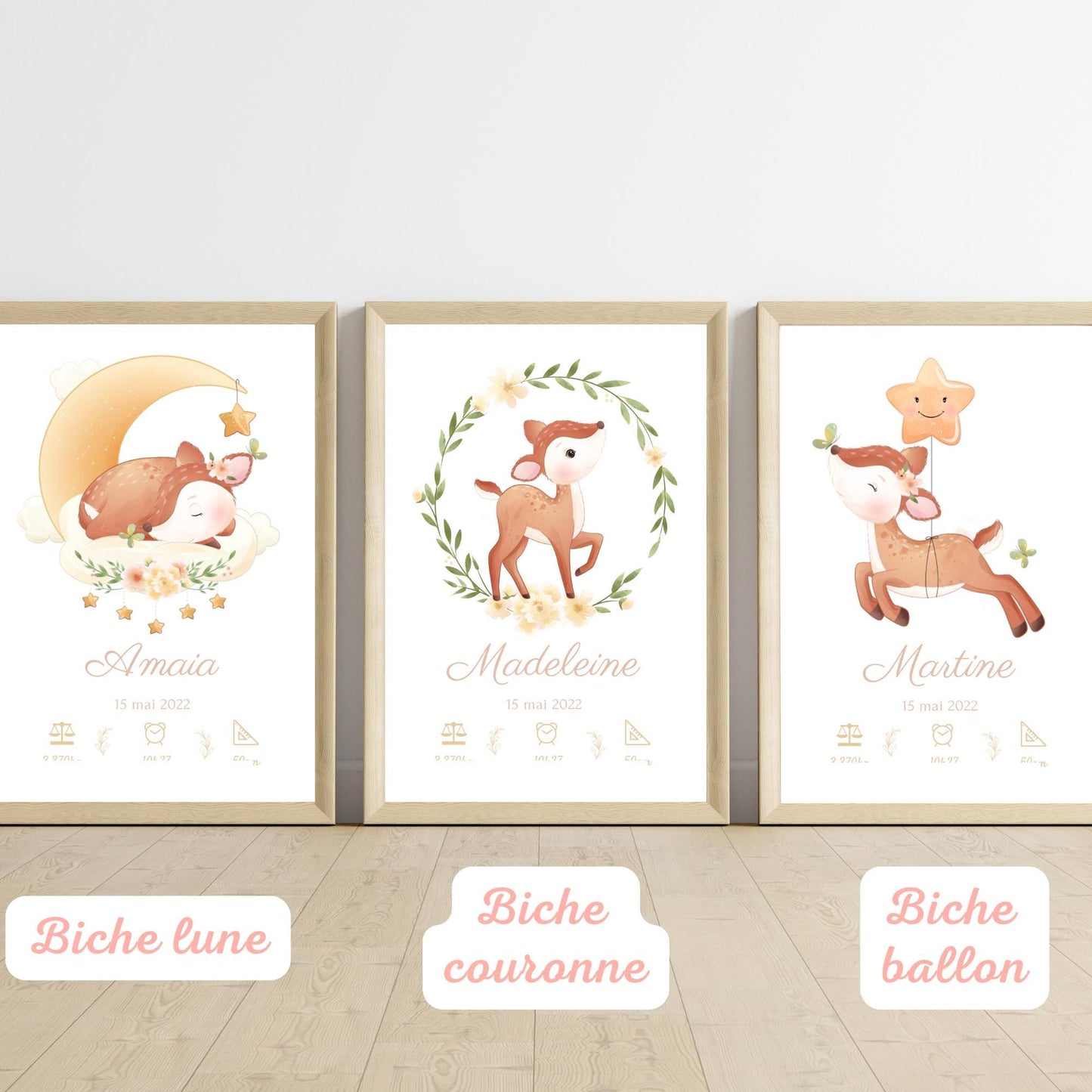 cadeau naissance original affiche animal personnalisé 18 modèles décoration chambre