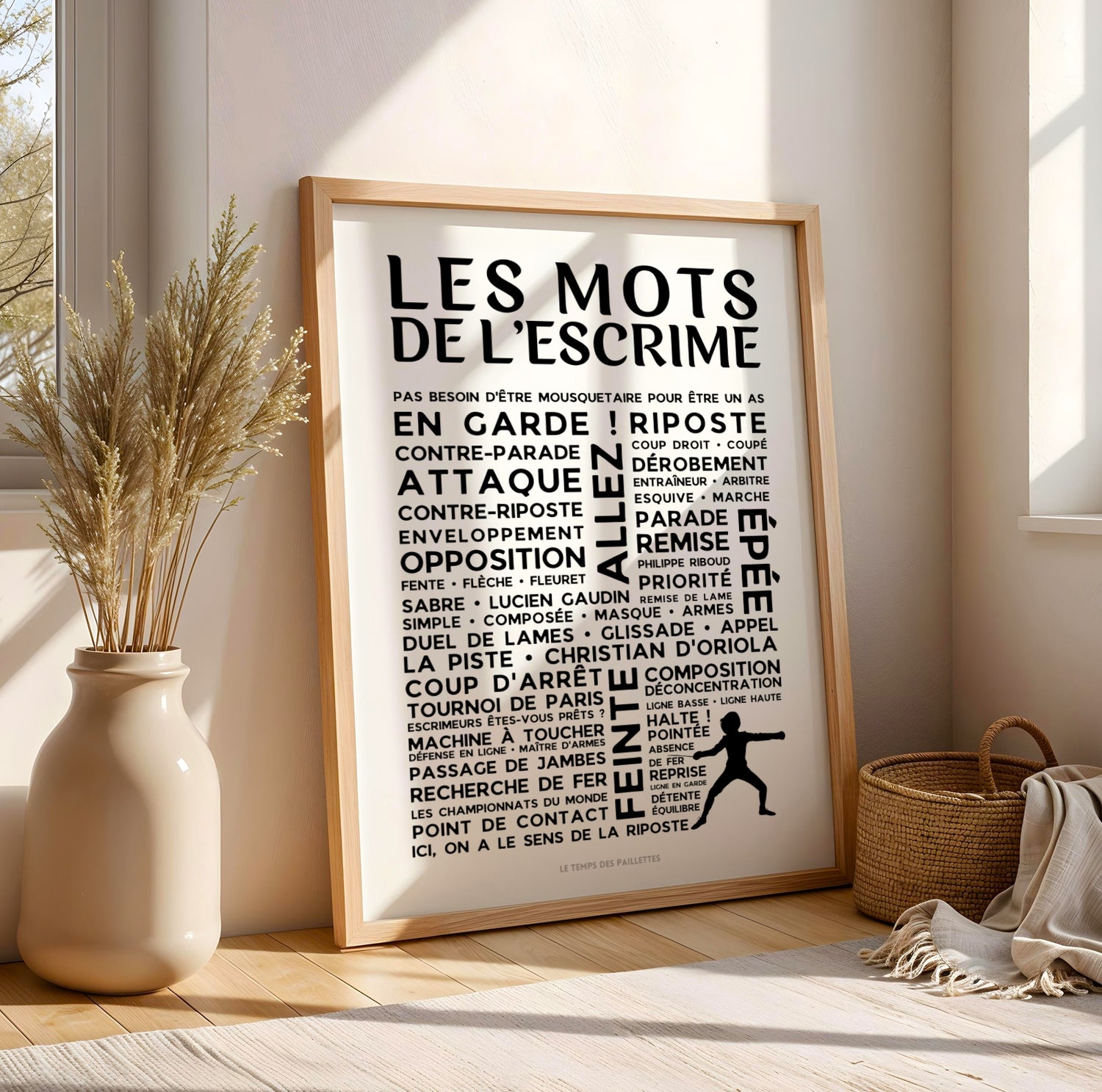 Affiche escrime imprimée sur papier, gros plan sur la qualité d'impression