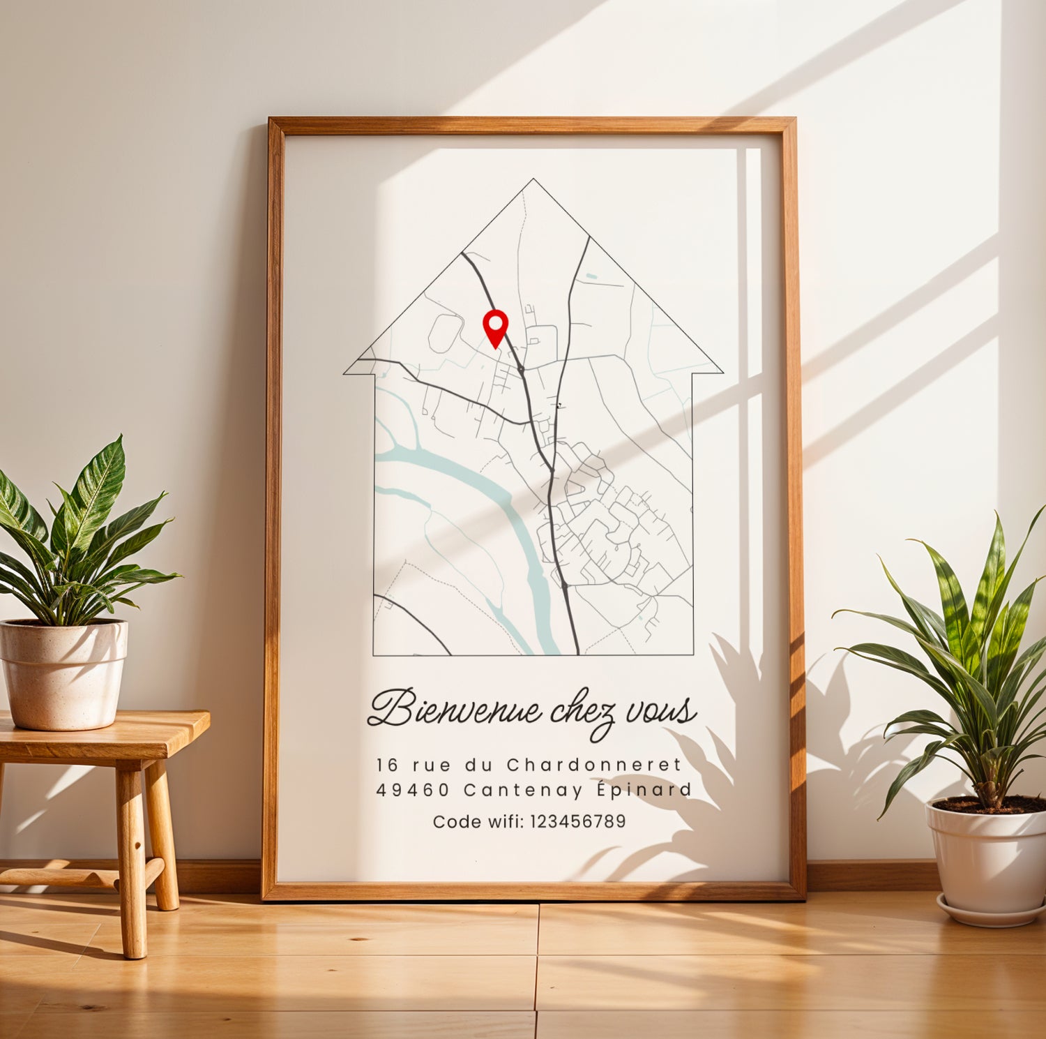 décoration Airbnb originale affiche minimaliste carte du lieu de séjour personnalisé