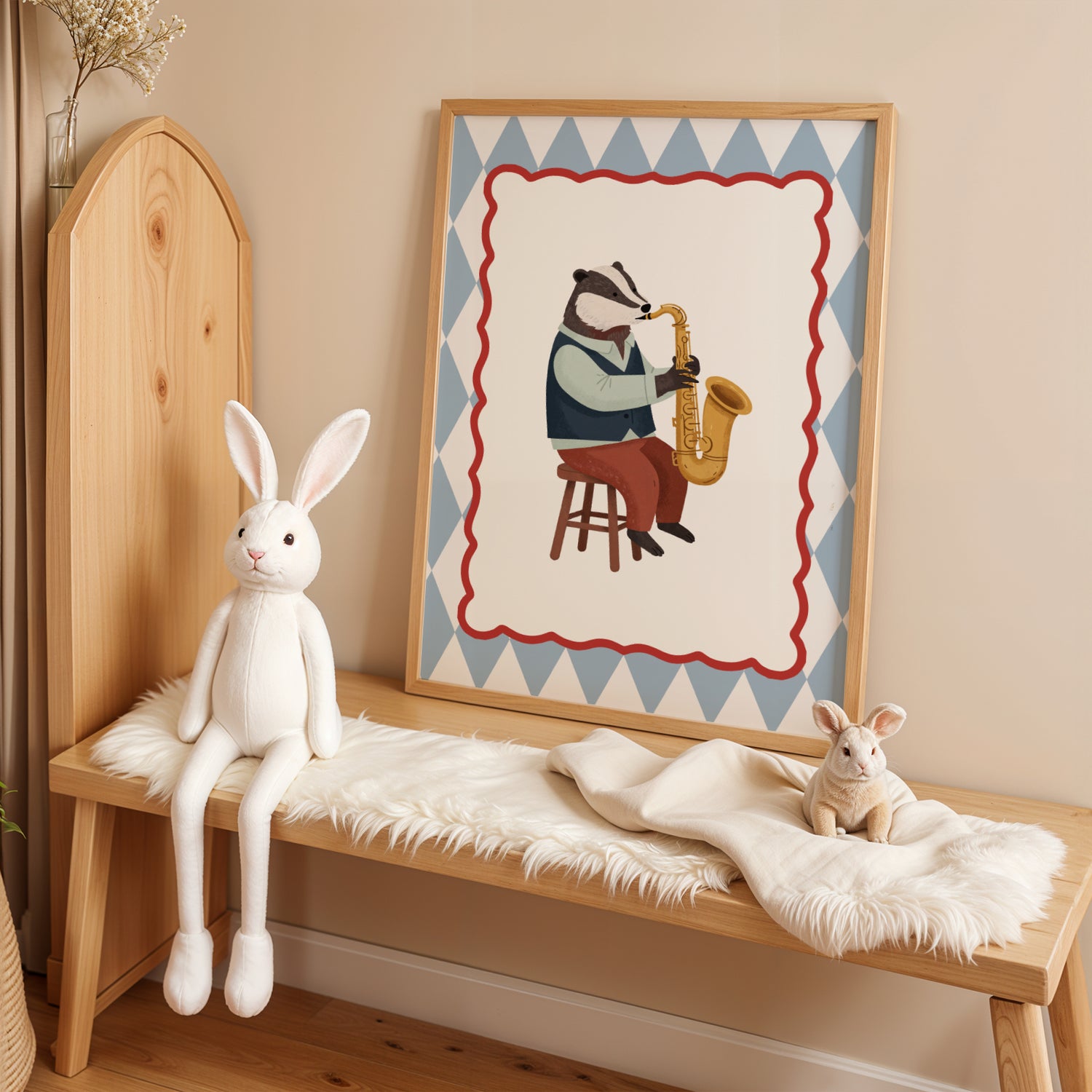 Affiche Blaireau Saxophone – Poster Coloré Animaux Musiciens Chambre Enfant Dopamine Decor Cadeau Naissance - Image 3