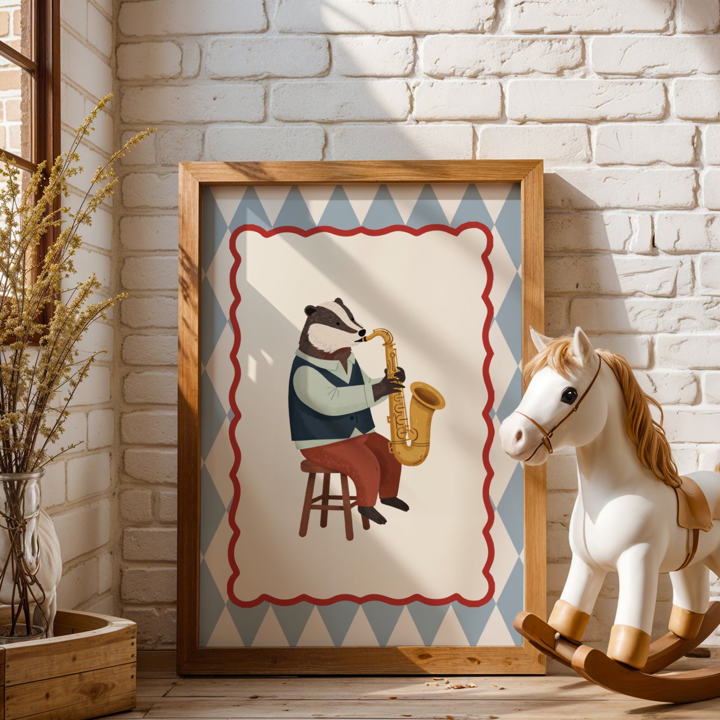 Affiche Blaireau Saxophone – Poster Coloré Animaux Musiciens Chambre Enfant Dopamine Decor Cadeau Naissance - Image 5