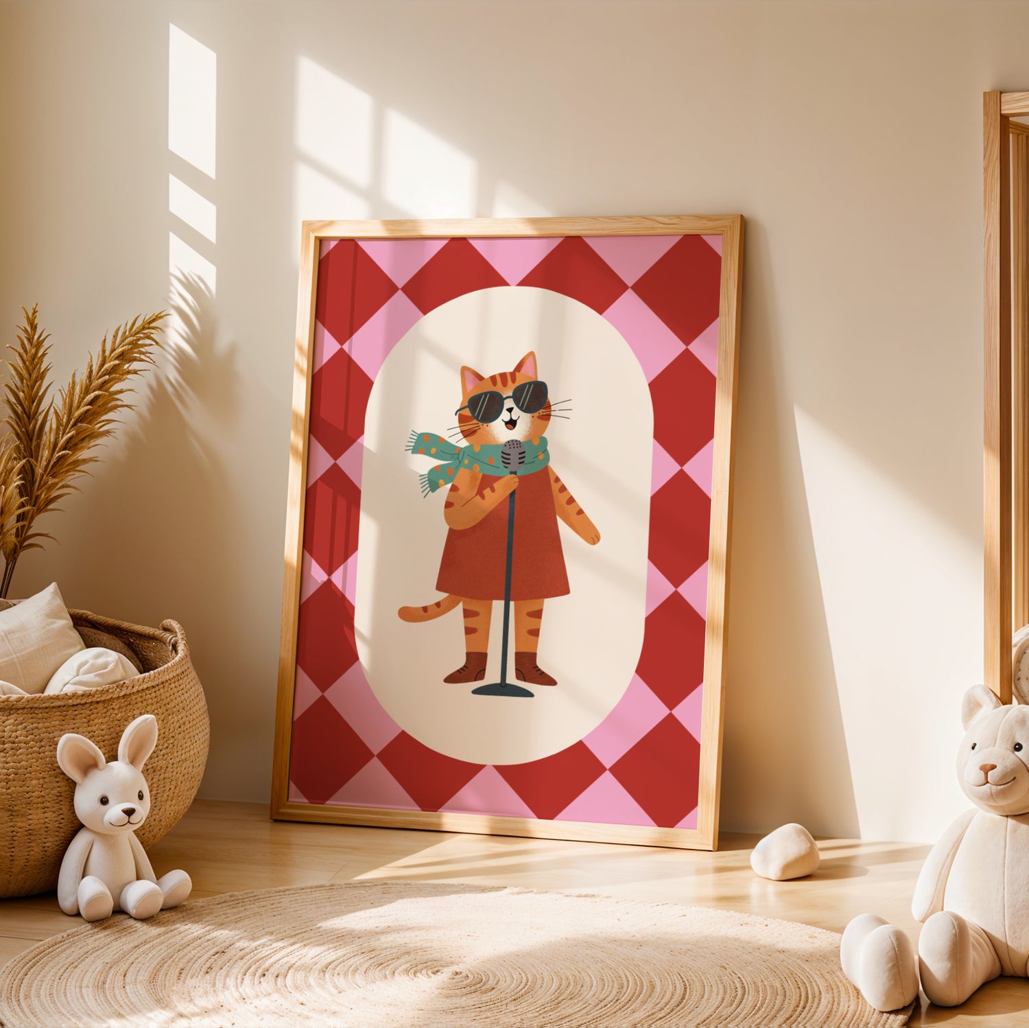Affiche Chat Chanteuse Rose – Poster Coloré Animaux Musiciens Chambre Fille Dopamine Decor Cadeau Naissance - Image 3