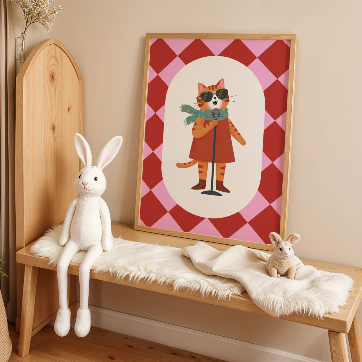 Affiche Chat Chanteuse Rose – Poster Coloré Animaux Musiciens Chambre Fille Dopamine Decor Cadeau Naissance - Image 4