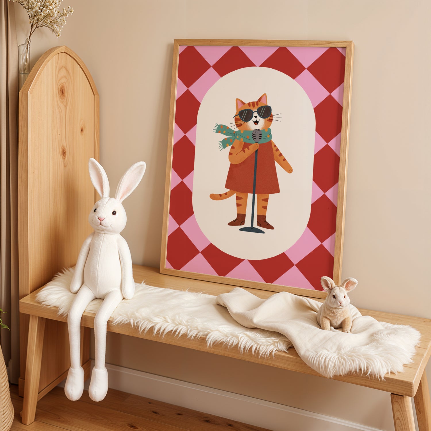 Affiche Chat Chanteuse Rose – Poster Coloré Animaux Musiciens Chambre Fille Dopamine Decor Cadeau Naissance - Image 4