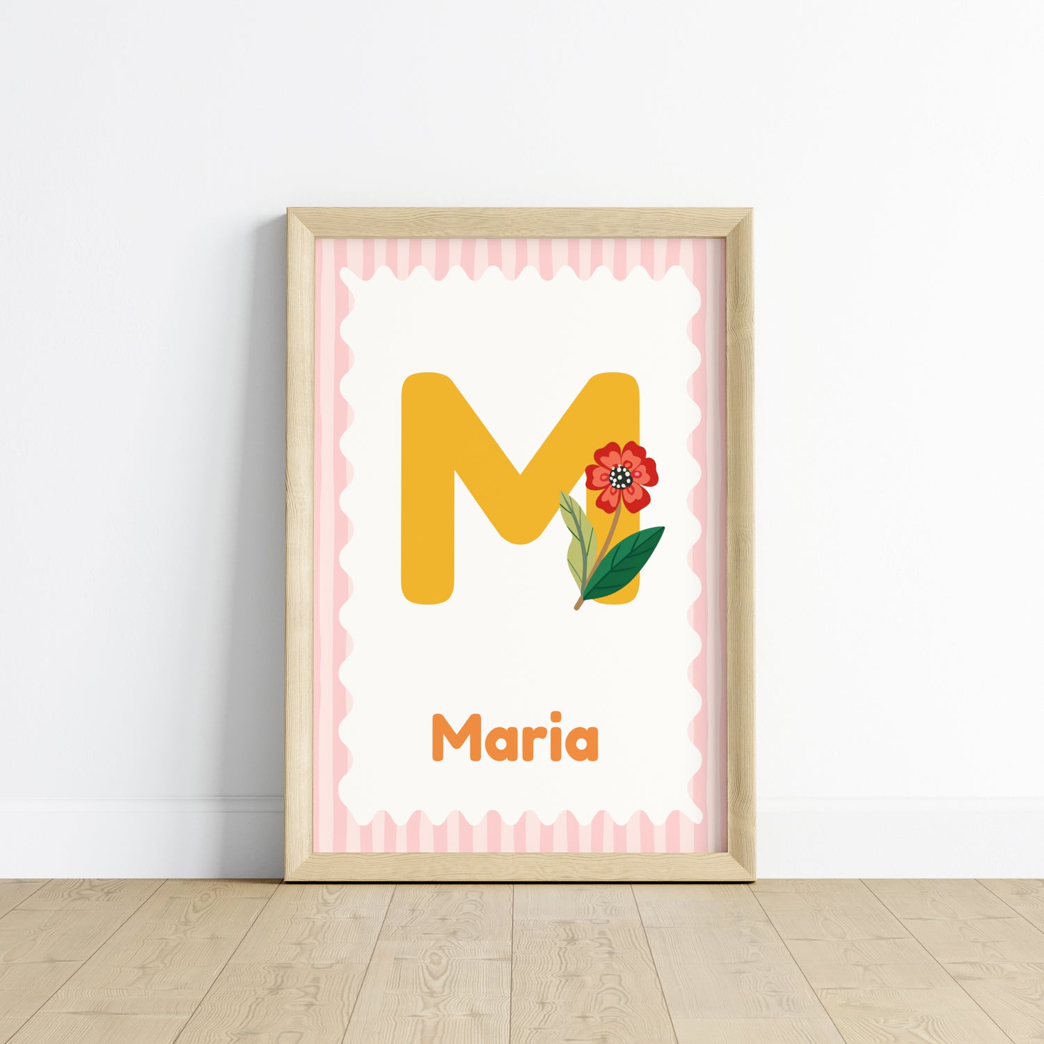 cadeau naissance affiche personnalisé bébé fille décoration murale bohème