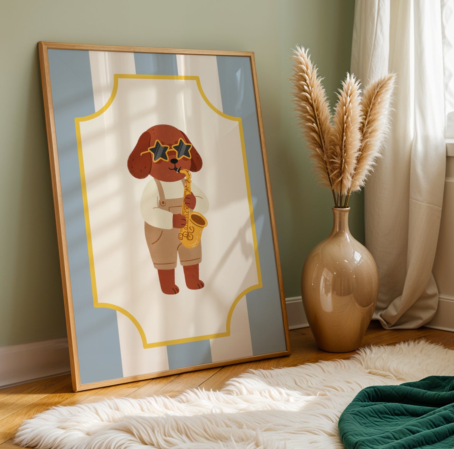 Affiche Chien Saxophone – Poster Coloré Animaux Musiciens Chambre Enfant Dopamine Decor Cadeau Naissance - Image 4