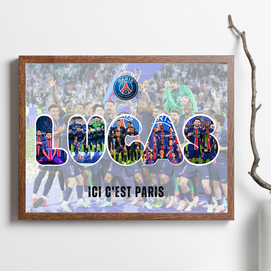 Affiche Club de Foot ou Rugby - Poster photo club de sport enfant – Cadeau foot rugby - Affiche sport personnalisé