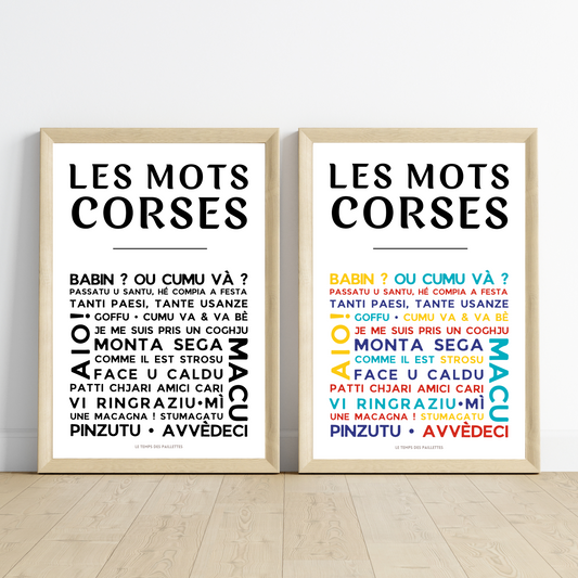 Affiche Le corse  - Poster mots corses par Le Temps des Paillettes - Le Temps des Paillettes