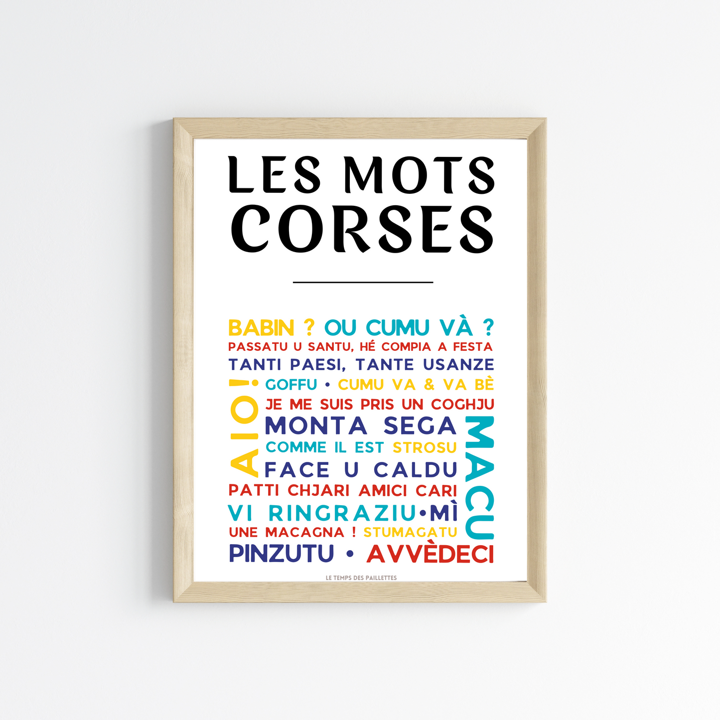 Affiche Le corse  - Poster mots corses par Le Temps des Paillettes