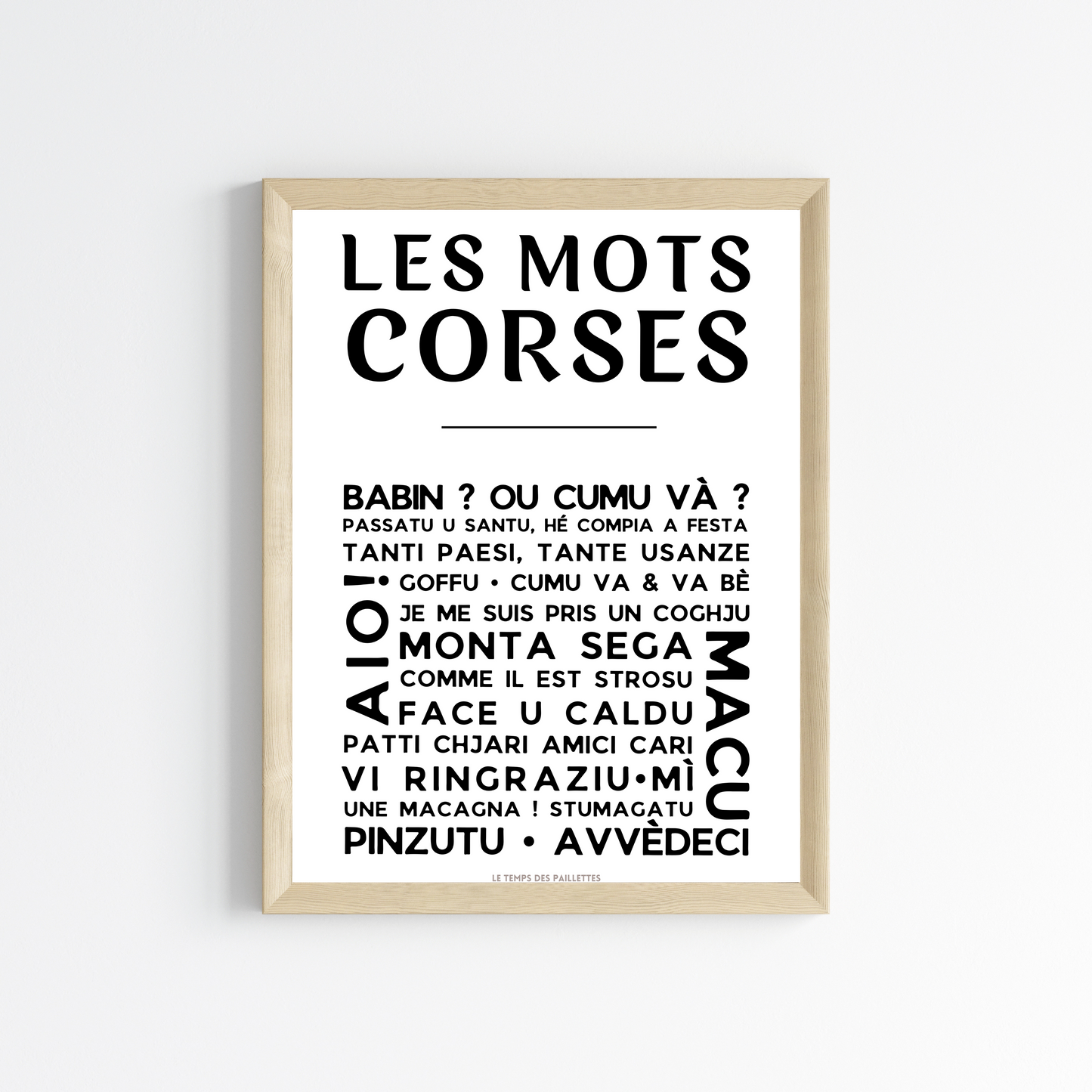 Affiche Le corse  - Poster mots corses par Le Temps des Paillettes