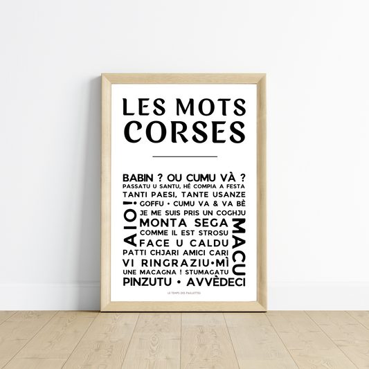 Affiche Le corse  - Poster mots corses par Le Temps des Paillettes - Le Temps des Paillettes