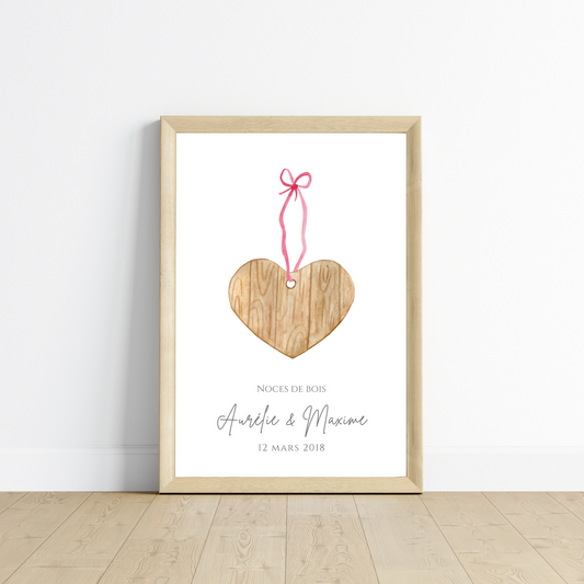Affiche couple noces de bois - 5 ans de mariage