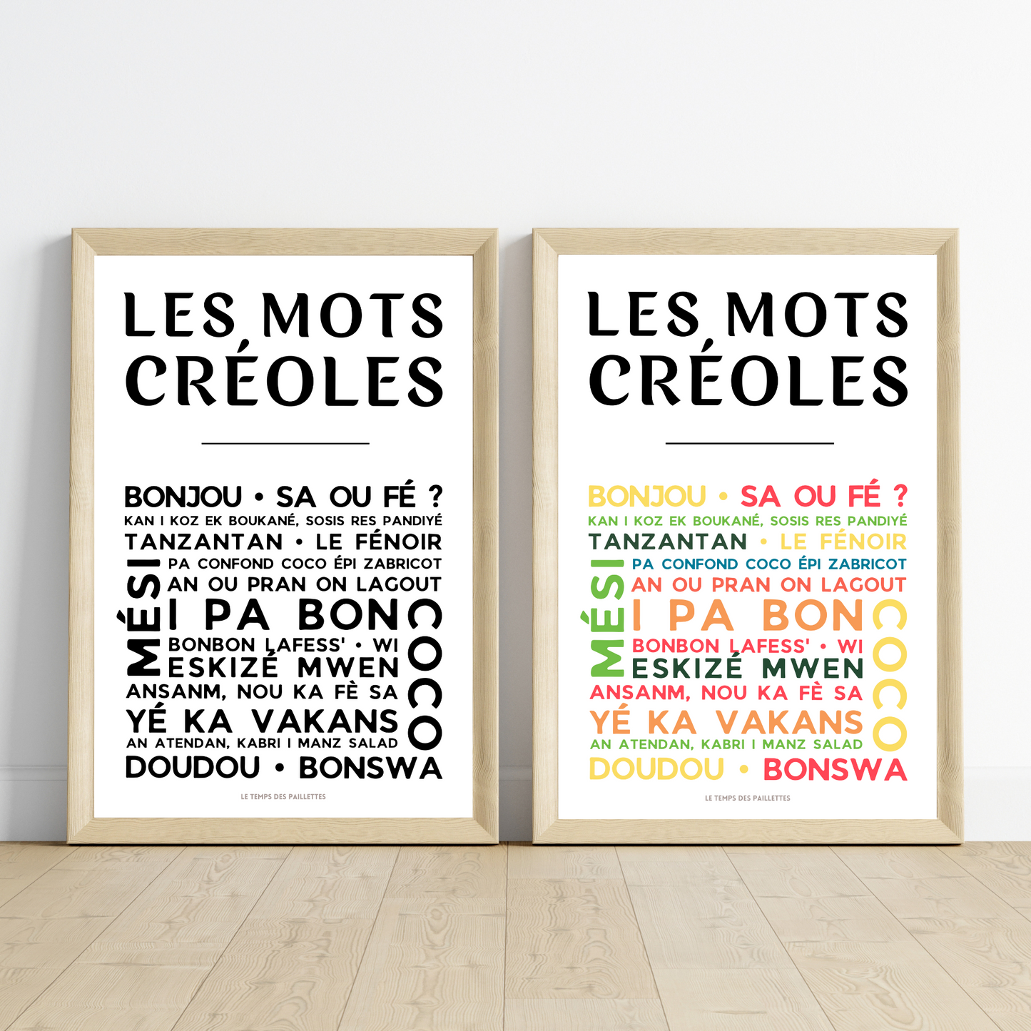 Affiche Le créole - Poster mots créoles par Le Temps des Paillettes