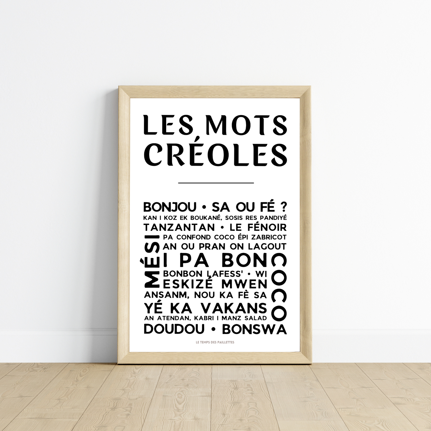 Affiche Le créole - Poster mots créoles par Le Temps des Paillettes